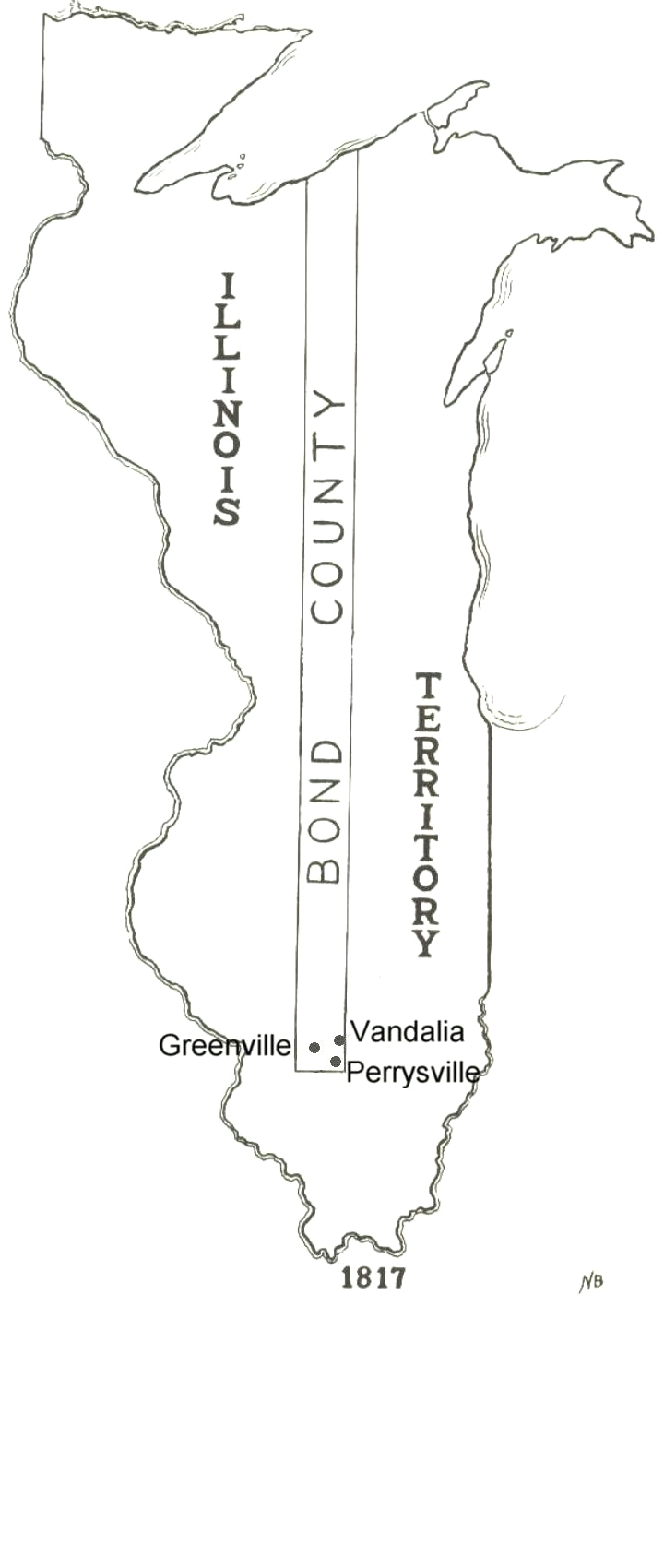 Bond County Map 1817, Naomi Babbitt