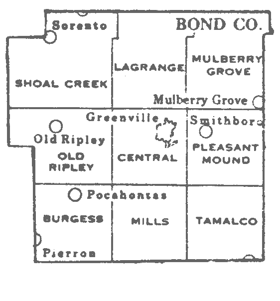 Bond County Present-Day Townships Map